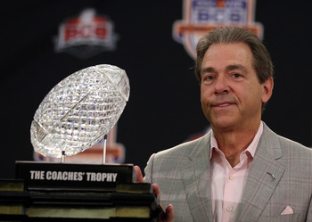 Saban, Crimson Tide Chasing three titles in a row. Streeter Lecka/Getty Images