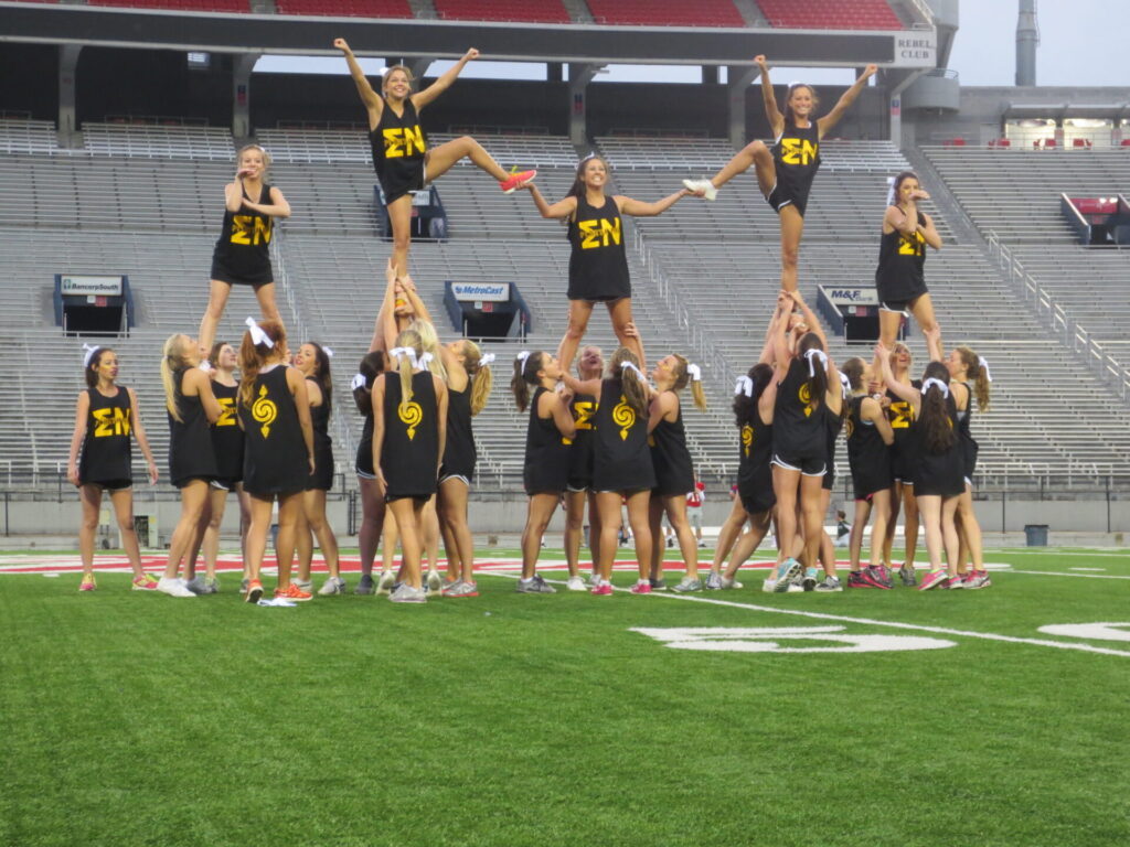 Delta Gamma sorority won the cheer competition at the Sigma Nu Charity event last week./ Photo By Miller Hollingsworth
