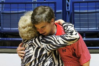 Eli Manning and Charlie Conerly's Widow, Perian Conerly. Photo courtesy: Seph Anderson / HottyToddy.com