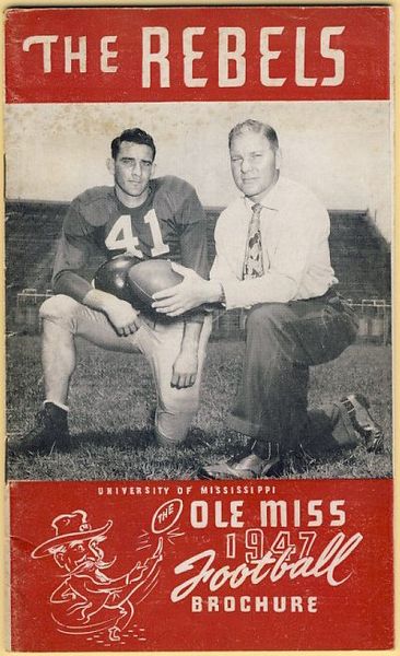 Charlie Conerly and Coach John Vaught on 1947 Ole Miss Football Brochure
