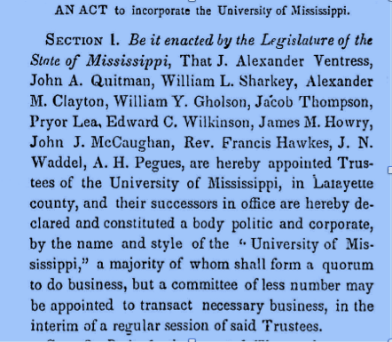 Ole Miss Notes from the Past: The 1840’s Before Opening the University, Part I Screen Shot 2013-06-17 at 2.35.55 PM