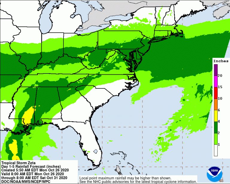 Zeta to Bring Rain, Wind to Oxford on Wednesday