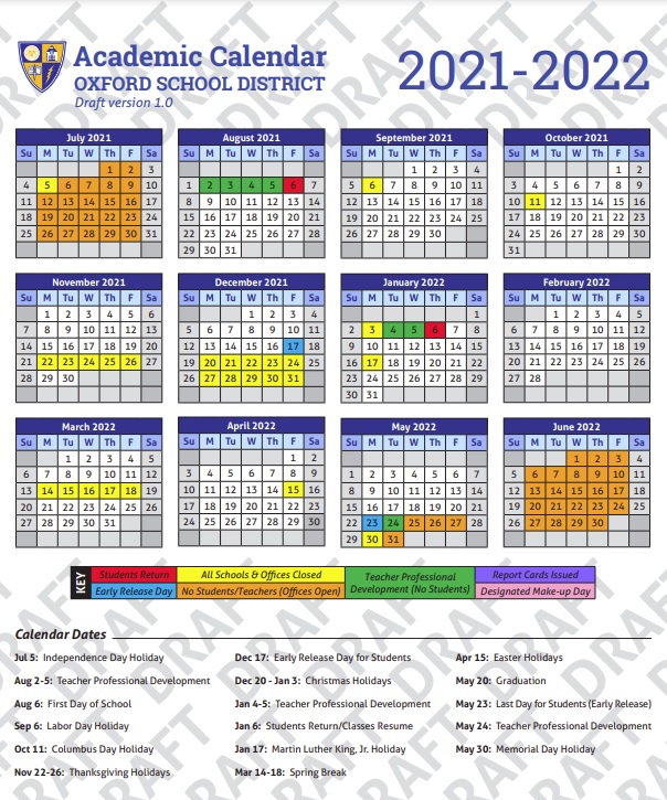 OSD Goes With More Traditional School Calendar for 2021-22