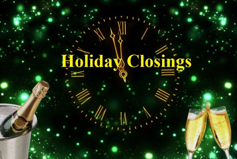 New Year’s Holiday Closings, Schedules