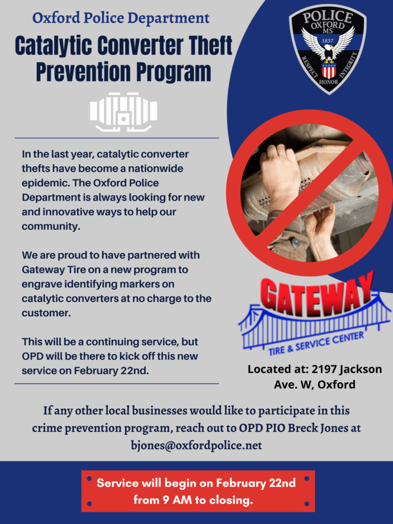 OPD, Gateway Launch Catalytic Converter Theft Prevention Program