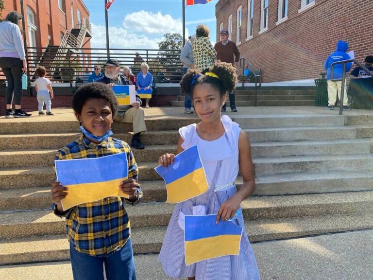 Blue and Gold Plentiful During Saturday’s Vigil for Ukraine