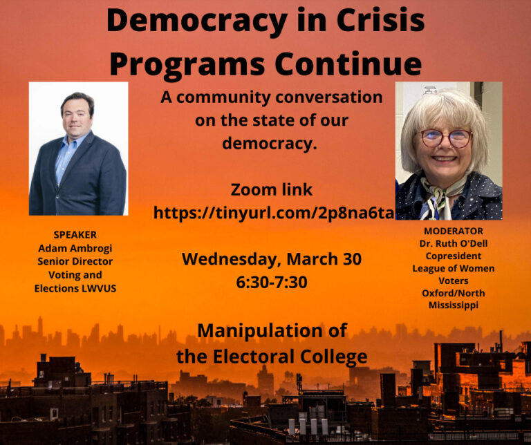 Final Virtual Series of Conversations on Threats to Democracy Wednesday