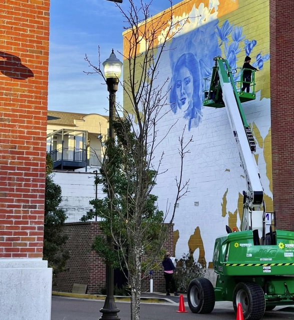 Painting Oxford's Newest Large Outdoor Mural is Underway 