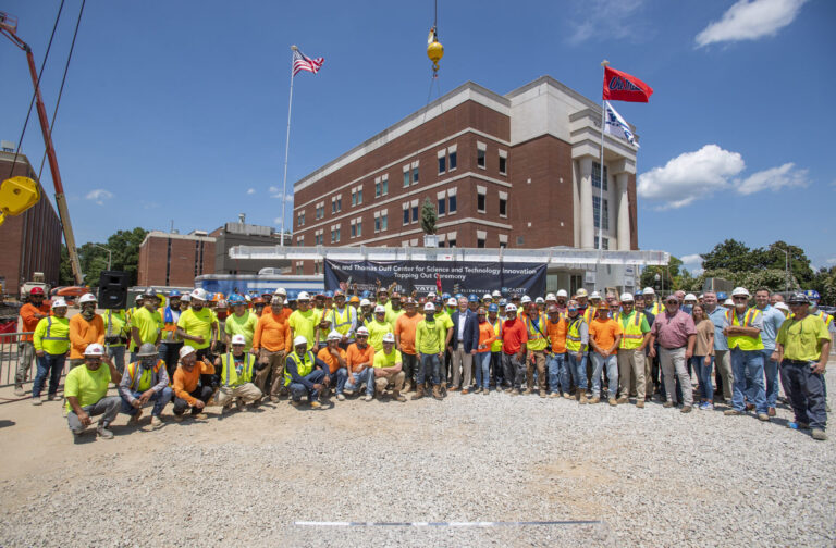 University Officials Mark High Point in New STEM Facility