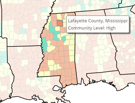 Lafayette County Upgraded to ‘High’ Level for Transmission of COVID-19