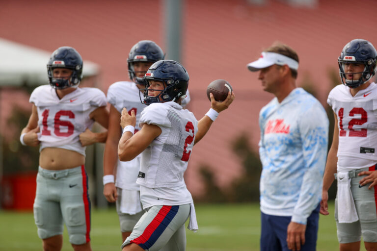 Ole Miss Takes the Practice Field in Full Pads