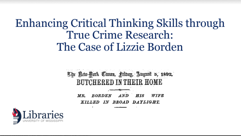 Lizzie Borden Murder Crime Workshop