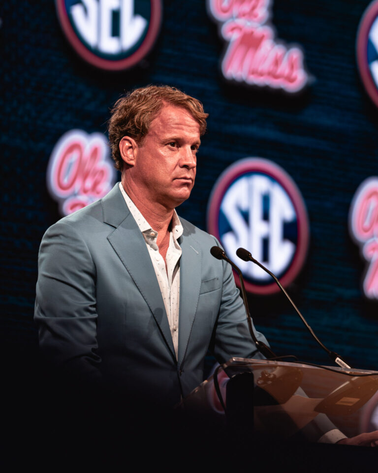 Kiffin Takes Podium at SEC Media Days