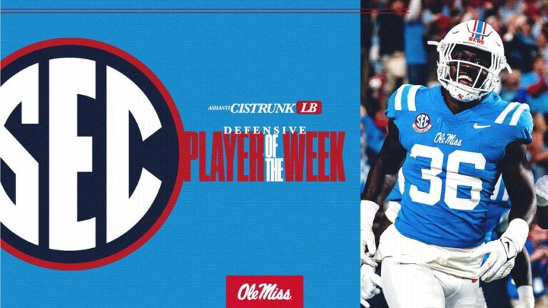Ole Miss’ Ashanti Cistrunk Garners SEC Weekly Accolades