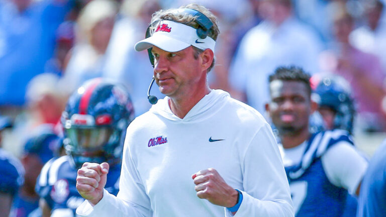 Ole Miss Rebels coach Lane Kiffin reacts during the second half against the Oklahoma Sooners