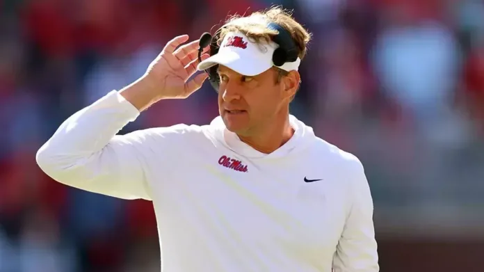 Ole Miss Rebels coach Lane Kiffin on the sidelines