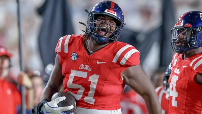Ole Miss Rebels defensive lineman Xavian Harris during game against Georgia State Panthers