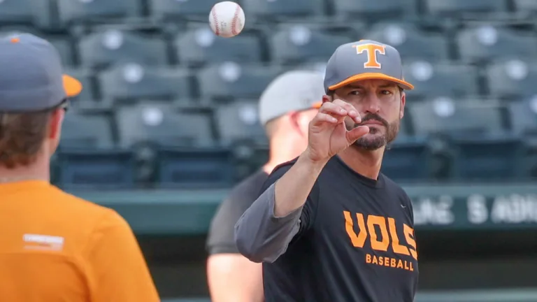 Tennessee Volunteers coach Tony Vitello during practice for a Super Regional against the Arkansas Razorbacks