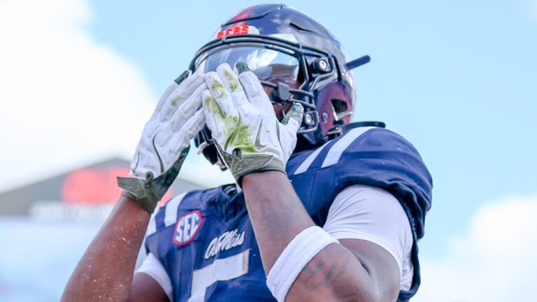 Ole Miss Rebels running back Kewan Lacy after a score against The Citadel