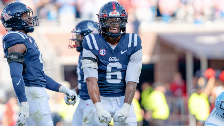 Ole Miss Rebels quarterback Trinidad Chambliss after the offense scored against The Citadel