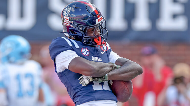 Ole Miss Rebels wide receiver Winston Watkins after scoring against The Citadel