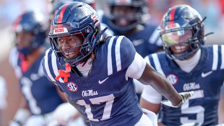 Ole Miss Rebels wide receiver Winston Watkins after scoring against The Citadel