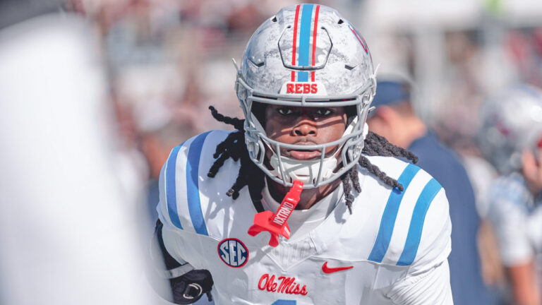 Ole Miss Rebels wide receiver Deshaun Stribling in the Egg Bowl game against the Mississippi State Bulldogs