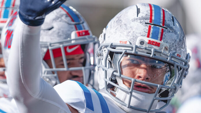 Ole Miss Rebels defensive back Kapena Gushiken in the Egg Bowl game against the Mississippi State Bulldogs