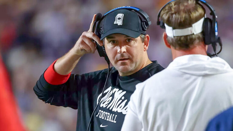 Ole Miss Rebels' Joe Judge on the sidelines