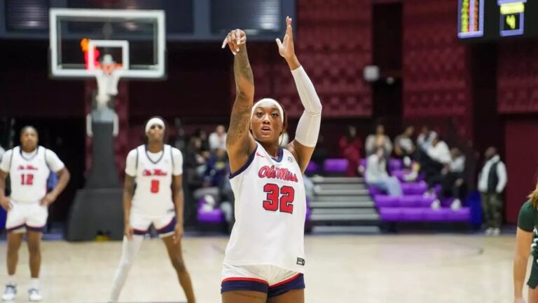 Ole Miss' Cotie McMahon takes a free throw in Monday's Cherokee Invitational final against Michigan State. | Ole Miss Athletics