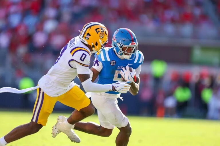 Ole Miss Football during the game against LSU at Vaught-Hemingway Stadium in Oxford, MS on September 27, 2025. | Ole Miss Athletics