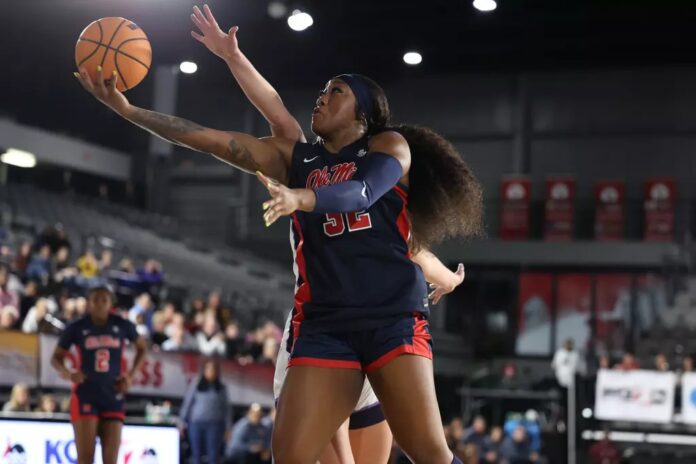 Ole Miss's Cotie McMahon goes up for a layup against Kansas State on Sunday. | Ole Miss Sports