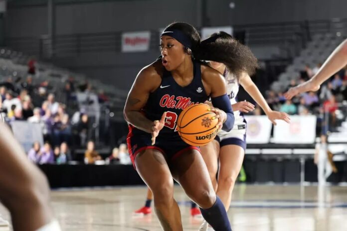 Ole Miss's Cotie McMahon in action against Kansas State on Sunday. | Ole Miss Sports