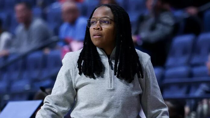 Ole Miss women's basketball coach Yolett McPhee-McCuin during Saturday's game against Wofford. | Ole Miss Athletics
