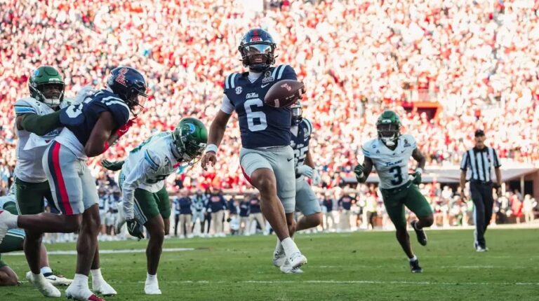 Ole Miss football vs. Tulane in the First Round of the College Football Playoffs in Vaught Hemingway Stadium in Oxford, MS. | Photo by Ole Miss Athletics