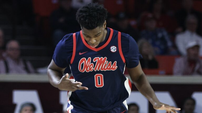 Ole Miss senior Malik Dia reacts during the Rebels' SEC opening game against Oklahoma on Saturday. | Ole Miss Athletics
