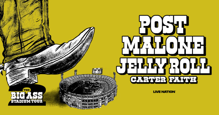 Graphic promoting Post Malone's new Big ASS Stadium Tour.