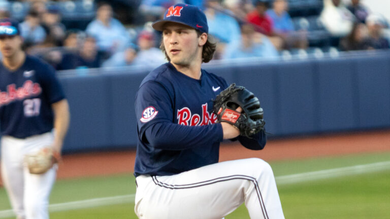 Ole Miss pitcher Hunter Elliott against Nevada.