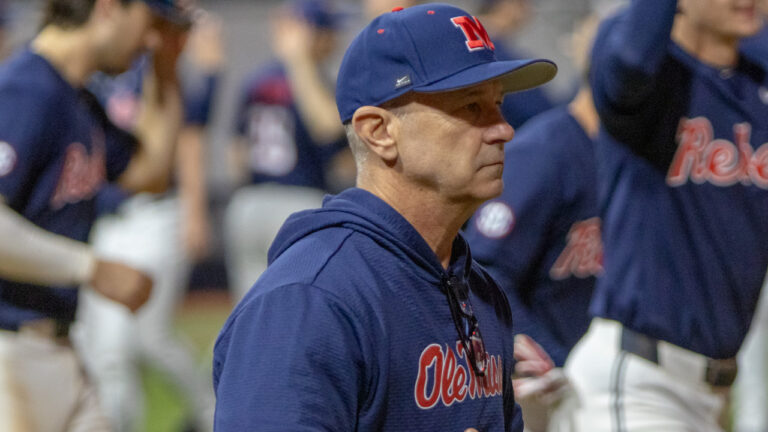 Ole Miss coach Mike Bianco against Nevada
