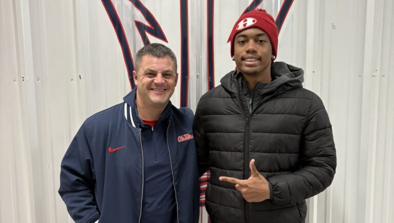 Ole Miss assistant head coach Jake Schoonover and Halls safety Jarrell Chander. | Jarrell Chandler/X