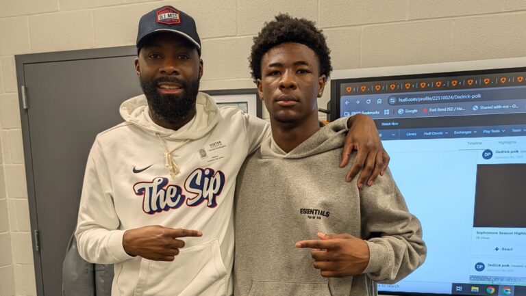 Ole Miss wide receivers coach L’Damian Washington and wide receiver Alvin Mosley. | Photo Credit: Alvin Mosley/X