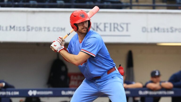 Ole Miss third baseman Judd Utermark waits for a pitch against Jackson State on Wednesday at Swayze Field. | Ole Miss Athletics