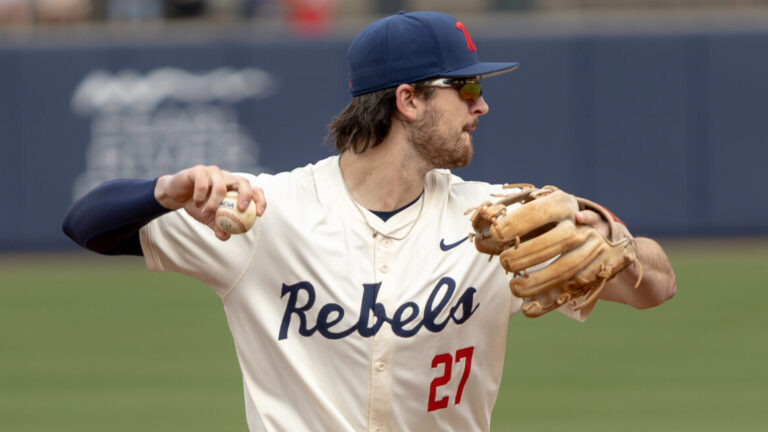 Ole Miss third baseman Judd Utermark fields a ball during a weekend series against Missouri State. | Dylan Cohron/HottyToddy.com