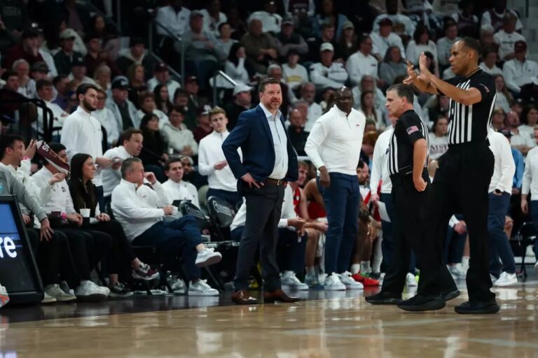 Ole Miss Men's Basketball during the game against Mississippi St. at Humphrey Coliseum in Starkville, Mississippi on January 17, 2026. | Ole Miss Athletics