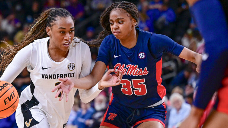 GREENVILLE , SC - MARCH 06 - Vanderbilt's Mikayla Blakes (1) during the 2026 SEC Women’s Basketball Tournament between the Ole Miss Rebels and the Vanderbilt Commodores at Bon Secours Arena in Greenville , SC on Friday, March 6, 2026. Photo by Todd Van Emst/SEC