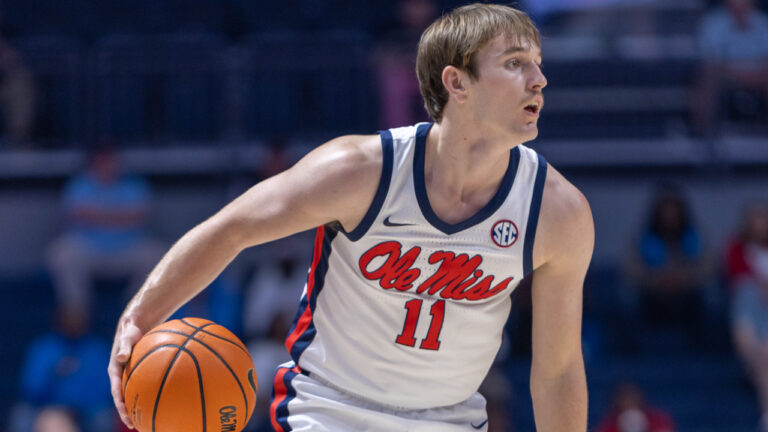 Travis Perry looks to make a play against South Carolina in the Rebels' regular season finale. | Dylan Cohrone-HottyToddy.com Images
