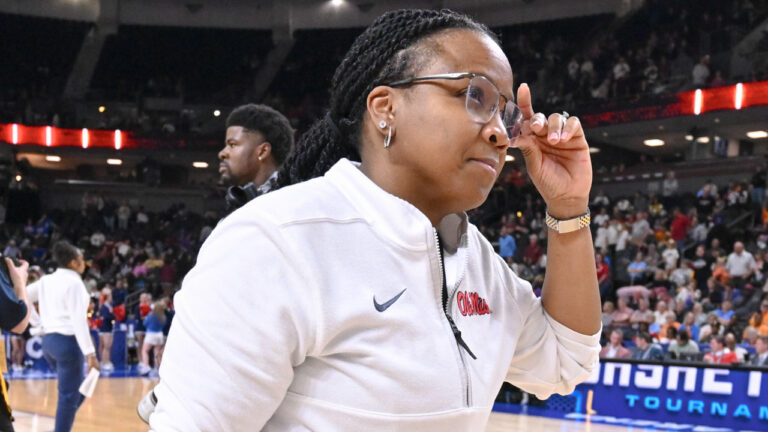 GREENVILLE , SC - MARCH 06 - Ole Miss's Head Coach Yolett McPhee-McCuin during the 2026 SEC Women’s Basketball Tournament between the Ole Miss Rebels and the Vanderbilt Commodores at Bon Secours Arena in Greenville , SC on Friday, March 6, 2026. Photo by Addi Ray/SEC