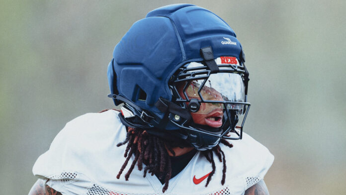 Ole Miss linebacker Keaton Thomas at spring practices.