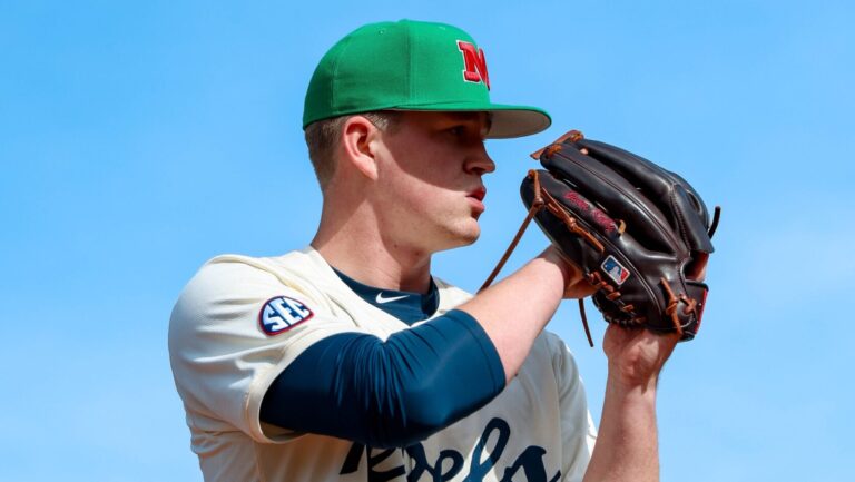 Ole Miss pitcher Owen Kelly warms up before a midweek game against Austin Peay. | Ole Miss Athletics