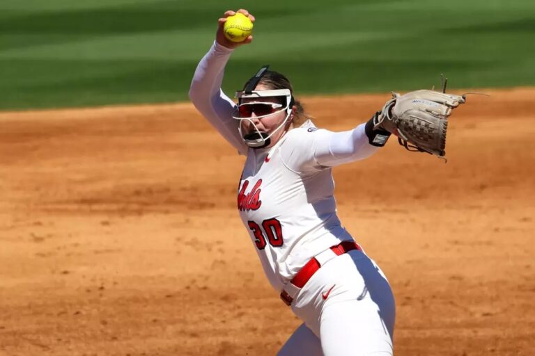 Ole Miss pitcher Kyra Aycock against No. 4 Tennessee. | Ole Miss Athletics